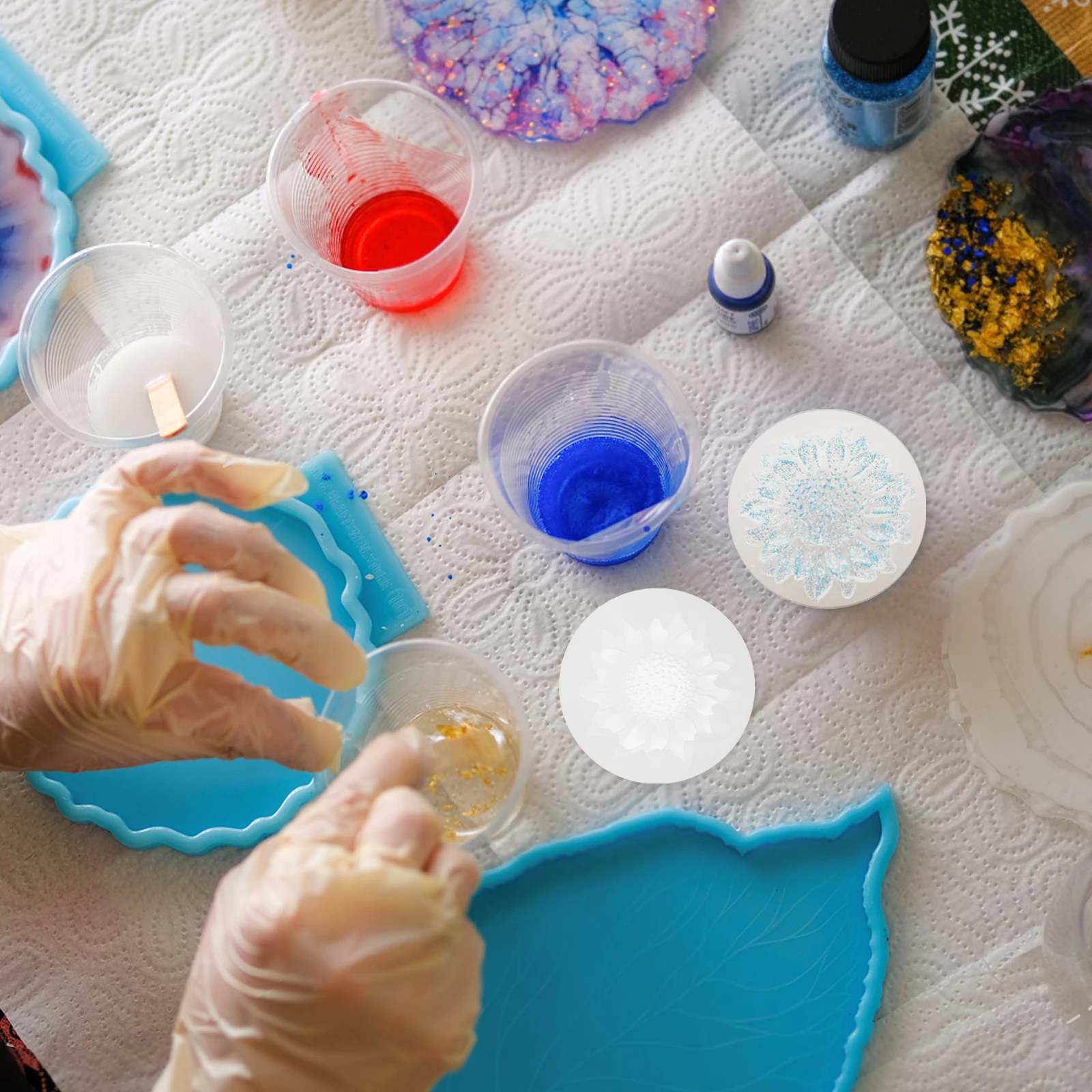 

6Pcs 3D Flower Silicone Mold Resin Craft Mould DIY Jewelry Mold for Earrings Bracelets Pendants Epoxy Supplies