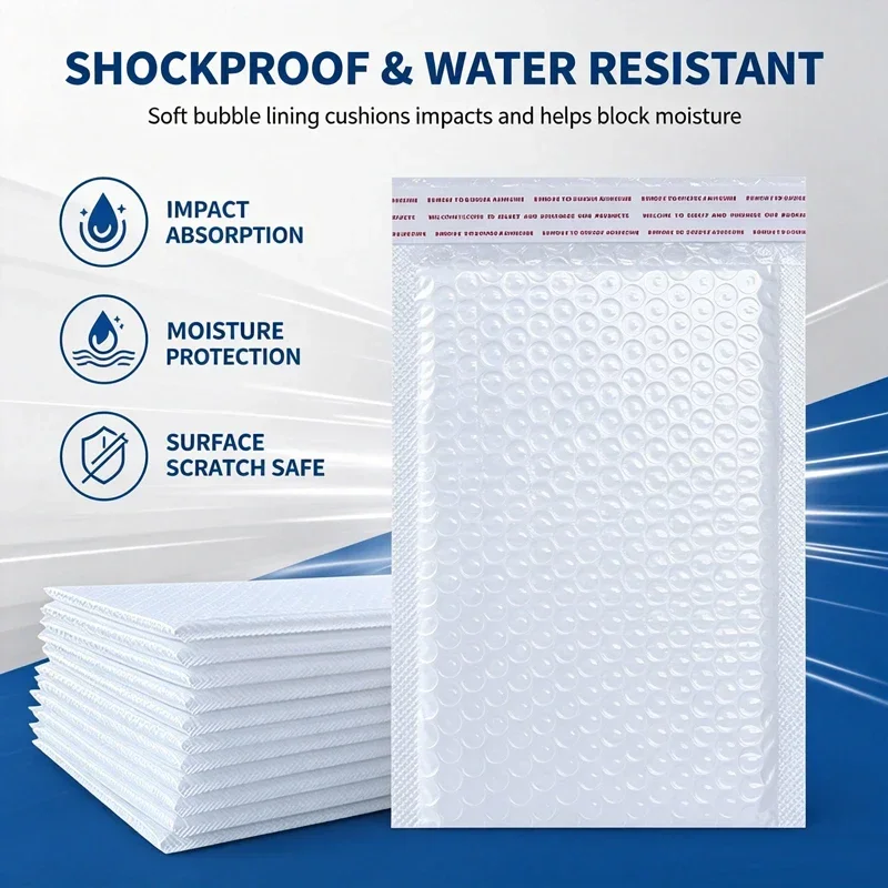 20pcs Pearlescent Film Waterproof Bubble Bag Packaging Express Bag White Foam Self Seal Pack Bag ShippingbagThickened Envelope