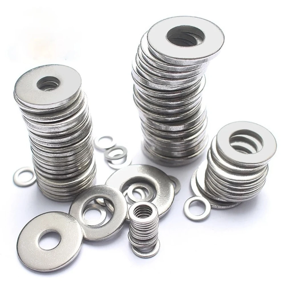 A2 SUS304 Stainless Steel Plain Flat Washers SAE Standard 6#-12# 1/4-1-1/2 Inch Gasket For UNC UNF BSW Bolts Screws