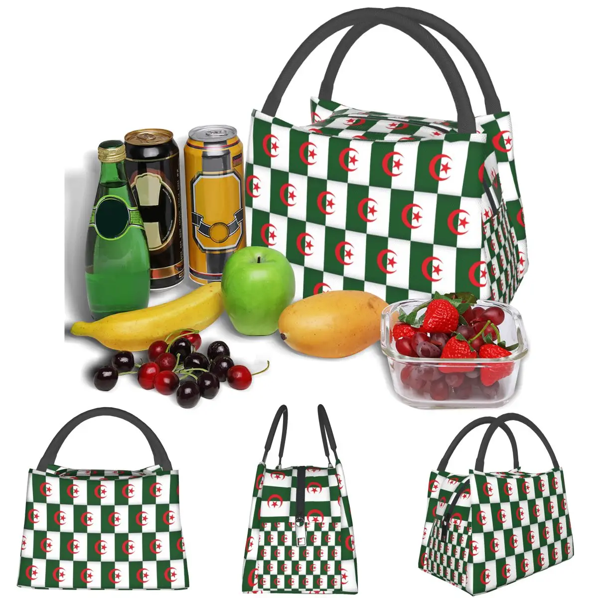 Algeria Official Flag Of Algeria Lightweight Handheld Insulated Lunch Bag Large Capacity for Adults Students Travel Picnic