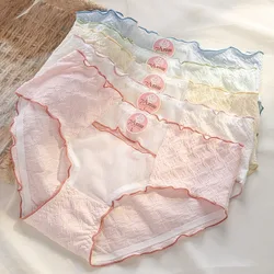 5PCS Teen Girl Thin Mesh Breathable Briefs Maiden Solid Daily Comfort Briefs 8+y Young Child Cotton Soft Antibacterial Underwear