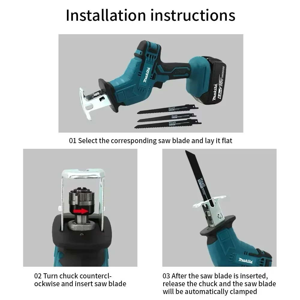 Makita 18V LXT Brushless Cordless Reciprocating Saw Portable Multi-material Cutter Fit Lithium Battery For Wood Metal Cutting