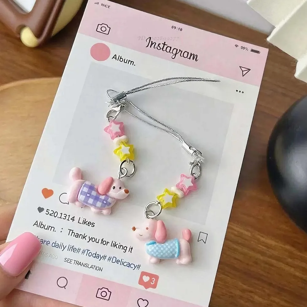 Cute Cartoon Dachshund Phone Strap Keychain For CDD Camera Backpack For AirPods Headphone Anti Loss Charm DIY Accessories