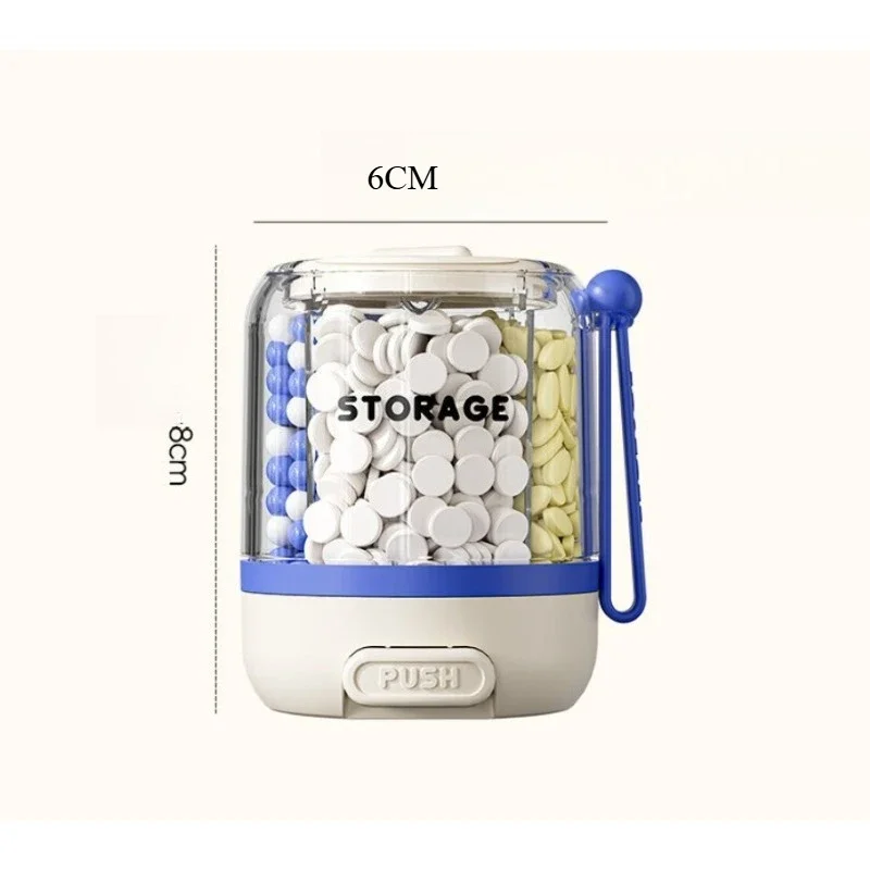 Seven-Day Press-Type Pill Box Portable Round Compartment Medicine Repackaging Box for Three Meals a Day