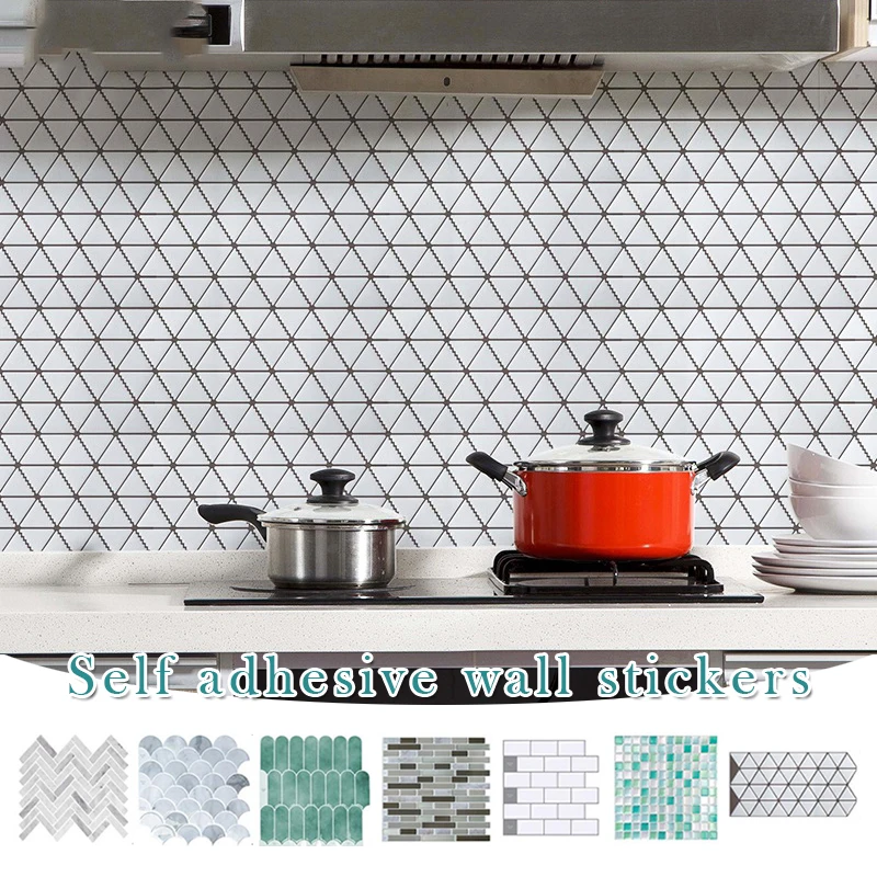 4/8 Pcs Self Adhesive Vinyl Wallpaper Peel And Stick 3D Effect Tiles Waterproof Kicthen Ceramic Tile Aluminum Foil Wall Stickers