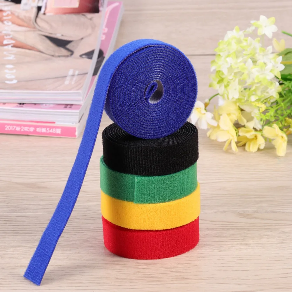 1M Hook and Loop Cable Straps Reusable Adhesive Nylon Fastening Ties for Cable Organization At Home Office School Electronics