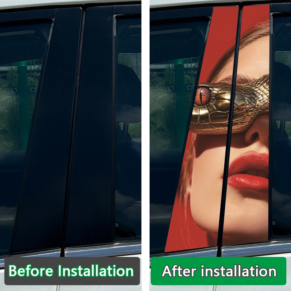 Miss Lady Beauty งู Auto B-pillar สติ๊กเกอร์กลางรถคอลัมน์ตกแต่งรอยขีดข่วนสติ๊กเกอร์กันน้ํารถอุปกรณ์เสริม