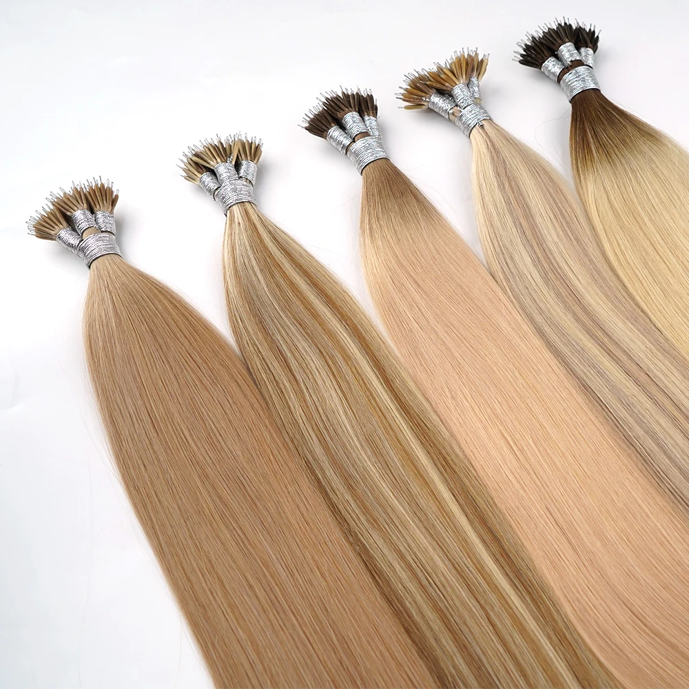 Straight Nano Rings Tip Hair Extension Ombre Natural Virgin 100% Human Hair Bulk Blonde Bundles Micro Beads Wholesale Keratin