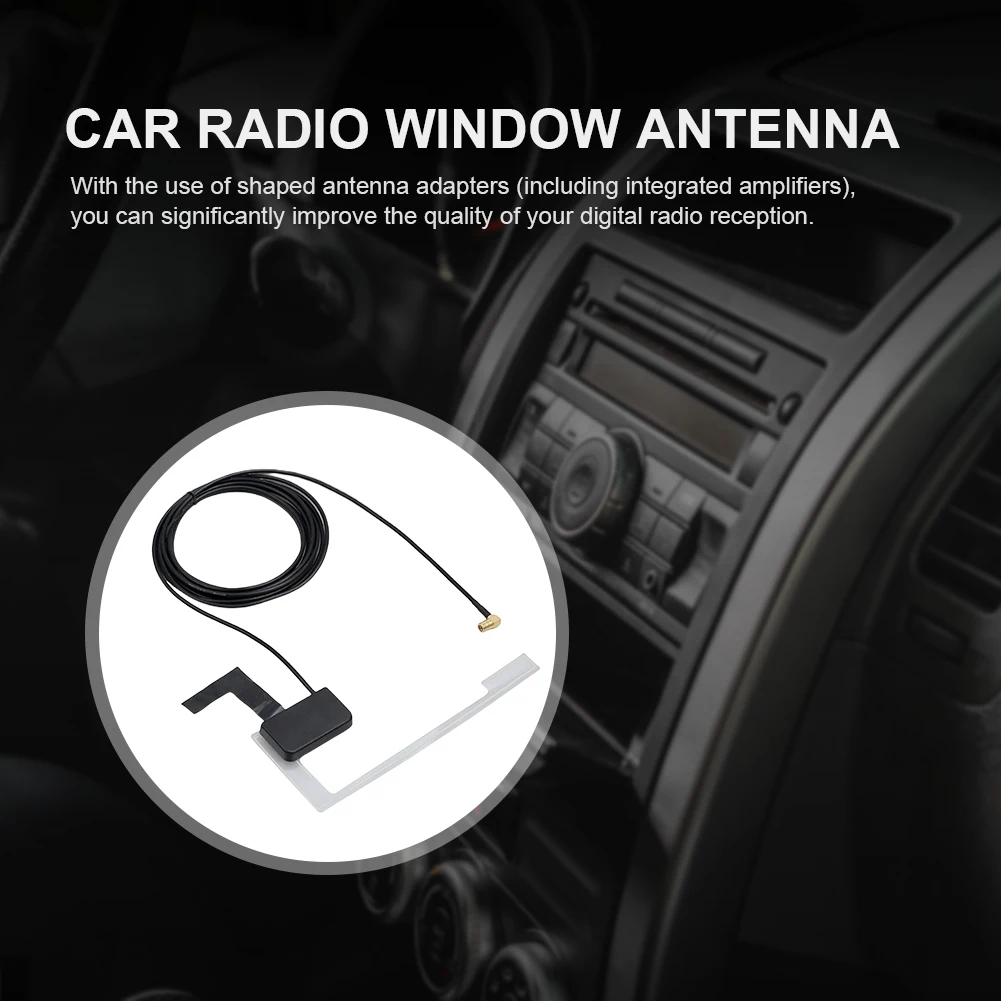 Active DAB Aerial with SMB Adapter Digital Radio Antenna Hidden Adhesive Window Roof Windshield Antenna for Auto ATV Car Truck