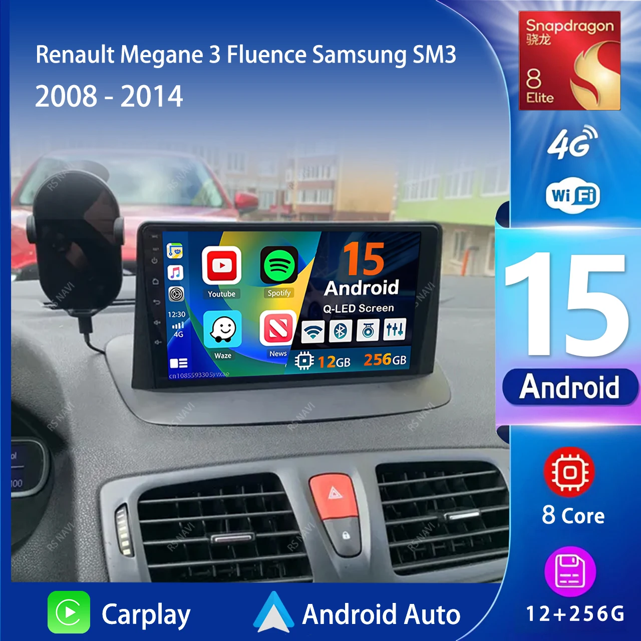 Android 15 Carplay авто автомобильный радиоприемник мультимедийный плеер для Renault Megane 3 Fluence Samsung SM3 2008-2014 стерео 2din головное устройство