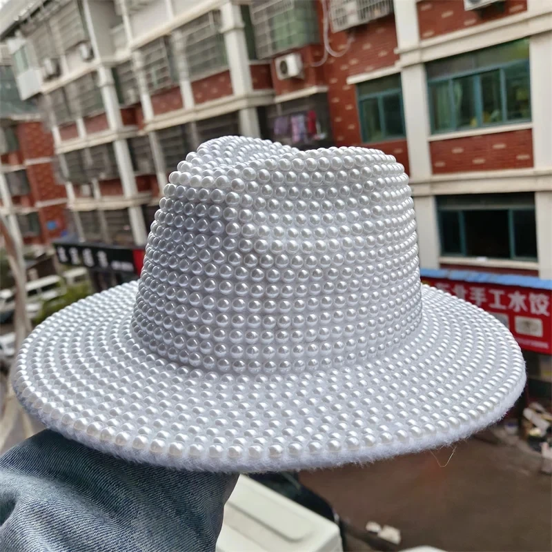 2024 New Fedora Rhinestone Cowboy Hat Panama New Men's Jazz Hat Party Stage Performance Female Show Entertainment Event