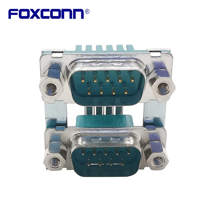 

Foxconn 9PinMale+9Pin Connector Stacked D-sub Dual-layer DB9 Stacked serial port Double-deck D-sub stacked male connector