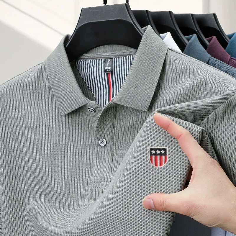 Sommer Neues Designer-Original-Marken-Poloshirt mit Stickerei, Bequemes Kurzarm-Shirt, Modisches, Atmungsaktives Herren-T-Shirt, Bestseller – Detail 7