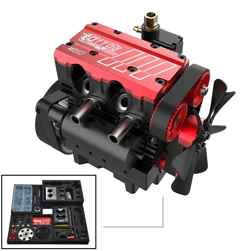 TOYAN FS L200AC Nitro Engine Model Red Kit 7cc Inline 2 Cylinder 4 Stroke Air Cooled Engine Model Kit - OTTO Edition