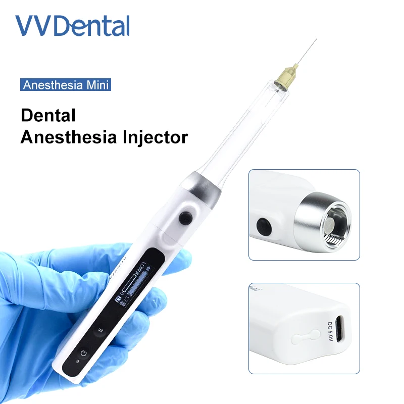 VVDental Mini Dental Oral Anesthesia Injector Wireless Painless Local Anesthesia Syringe Autoclavable 134°C 8 Injection Tubes