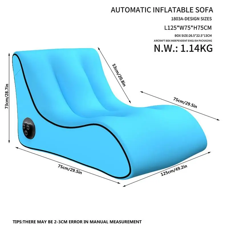 Inflatable Couch Automatic Inflatable Lounger Electric Pump & Power Bank Blow Up Couch Chair For Camping Traveling Outdoor