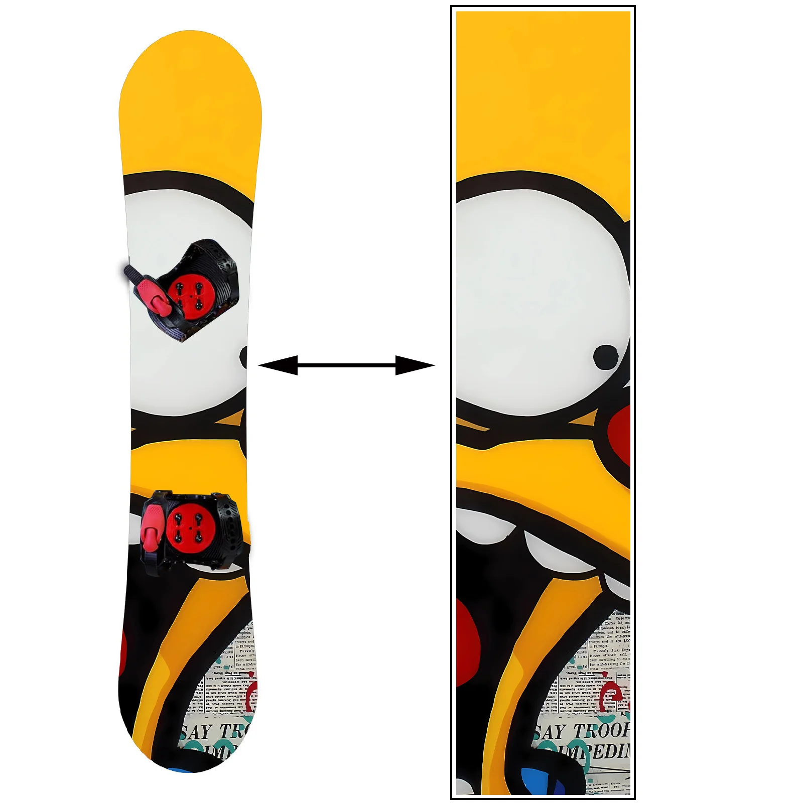 

1 funny cartoon with yellow background, trendy snowboard sticker, snowboard personalized decoration sticker, snowboard sticker,