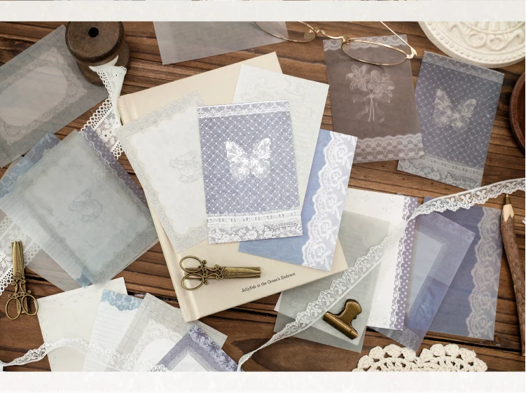 Journal GO 20 Blatt Lace Moments Gemischte Vintage-Weiß-Kraft- & Transparentpapiere für Scrapbooking, Junk Journals & DIY-Collagen – Detail 15