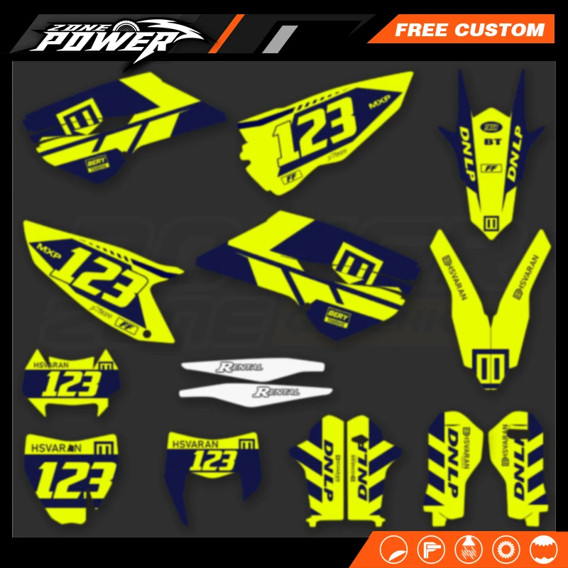 Powerzone Motorcycle Graphics background Decals Sticker Kits for Husqvarna TC FC 2014 2015 TE FE 2014 2015 2016 125-450cc 27