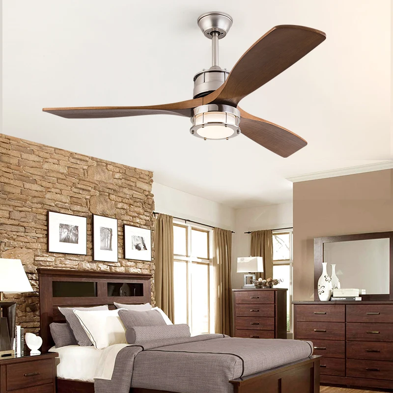 Mid Century Vintage Style Ceiling Fan with Light DC Copper Motor Remote Control and  American Retro 25W LED Ceiling Fans