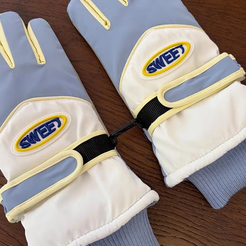 1 Paar süße, wasserdichte Winter-Skihandschuhe mit Touchscreen-Funktion, dickem Fleece-Futter und verstellbarem Handgelenksriemen zum Skifahren und Wandern – Detail 6