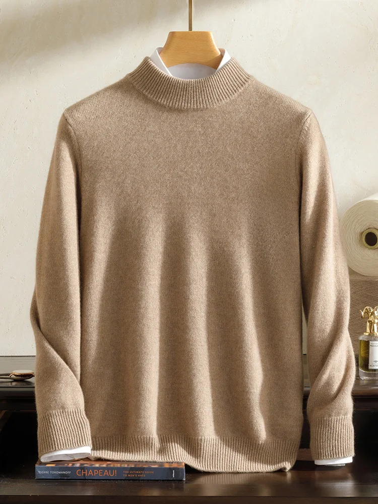 

Полуводолазка, двухниточный утолщенный кашемировый свитер, мужской теплый кашемировый пуловер из 100% чистого кашемира с круглым вырезом, свитер