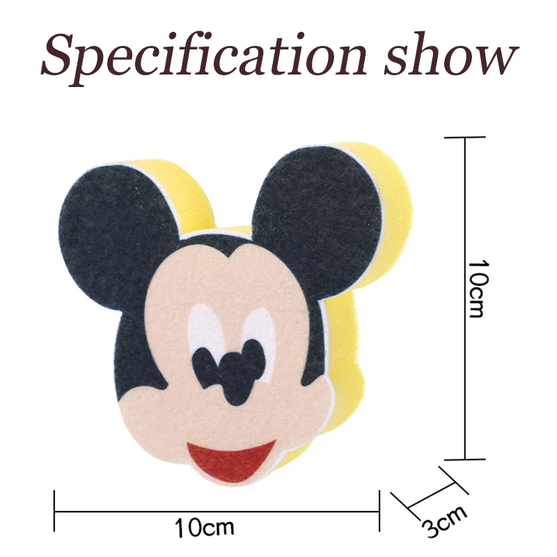 Disney-esponja de Mickey Mouse para lavar platos, estropajo de dibujos animados para el hogar, cepillo para limpiar platos, herramientas,