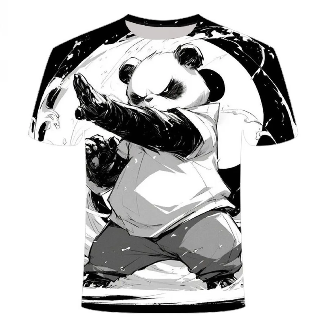 New Chinese Kung Fu Panda Trendy and Stylish 3D Men's and Women's Casual Short-sleeved T-shirts for Parents and Children