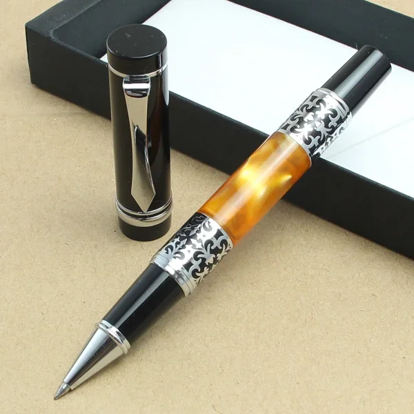 

Bookworm 675 Best Design Amber Celluloid Kawaii Rollerball Pen Flower Pattern Free Shipping