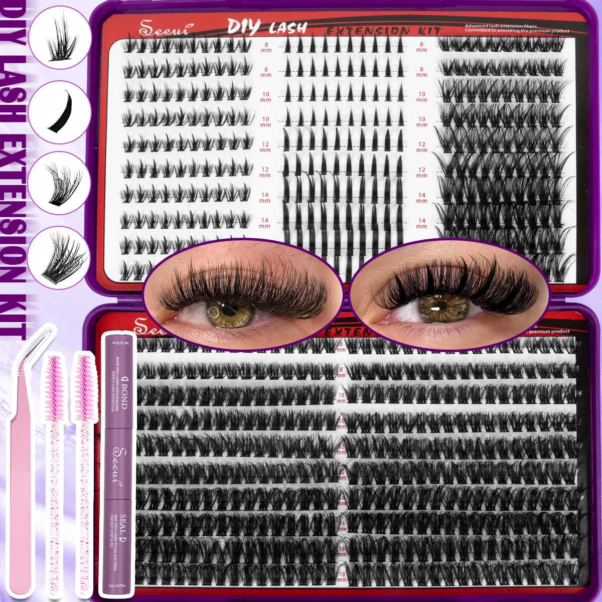 Wimpernbüschel mit Spikes, Wispy Wimpernverlängerungen, dicke Anime-Wimpernbüschel, wiederverwendbare Fairy Einzelwimpern mit Kleber & Versiegelung – Detail 9
