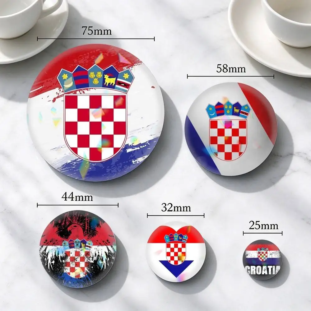 Croatia-Flag Zastava Hrvatske  25 32 44 58 75mm Badges Personalized Round Brooches Pins Accessory Gift