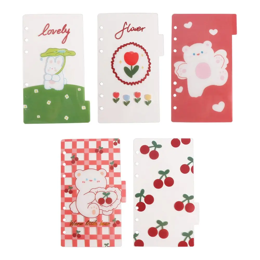 

5Sheets A6 Loose-Leaf Notebook Refill Paper Bear Cherry Spiral Binder Divider Page Separator Index Binder Inner Page 6-hole