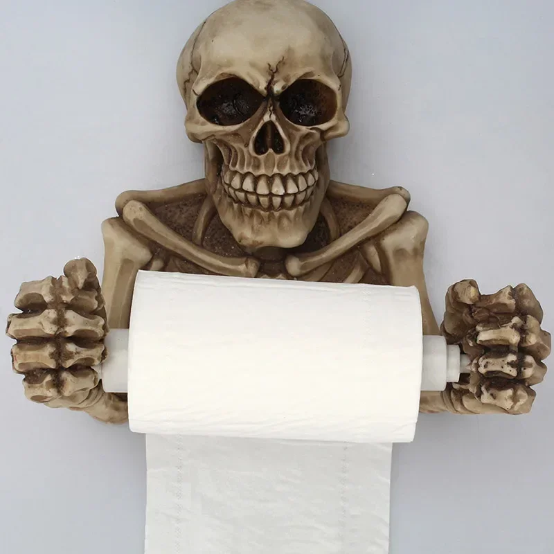 Creative Skull Shaped Tissue Holder Wall Mounted Paper Holders Toilet Roll Paper Shelf Home Kitchen Hanging Tissue Box Rack