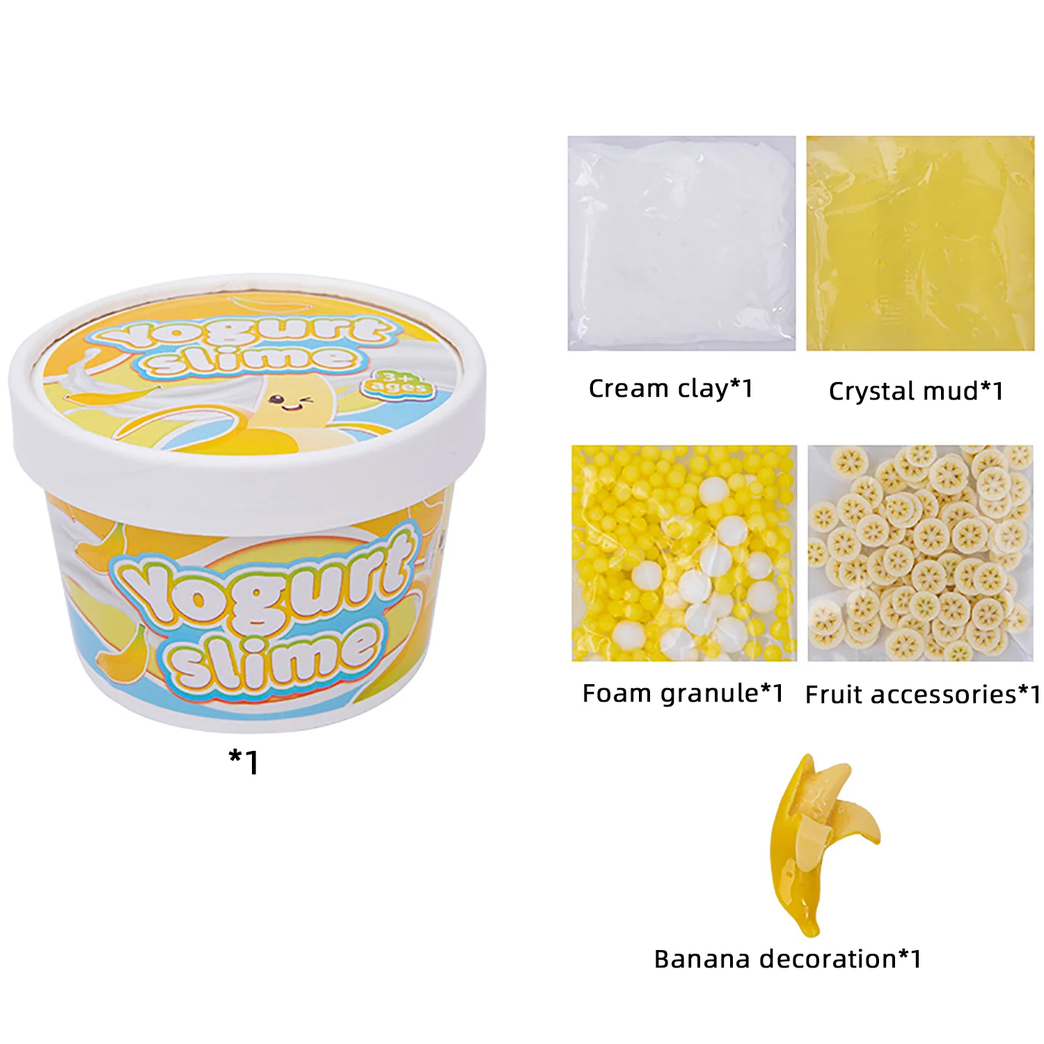 Fruit banana slime, crystal puree, fruit flavored cream clay, DIY dessert handmade toy, creative cultivation of hands-on ability