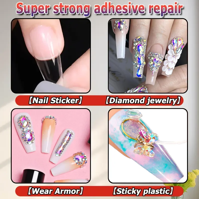 El gel de manicura transparente fuerte y duradero, un conjunto completo de pegamento incoloro impermeable y rentable, un solo tubo y un conjunto de bricolaje, un adhesivo profesional, adecuado para las tabletas de mani