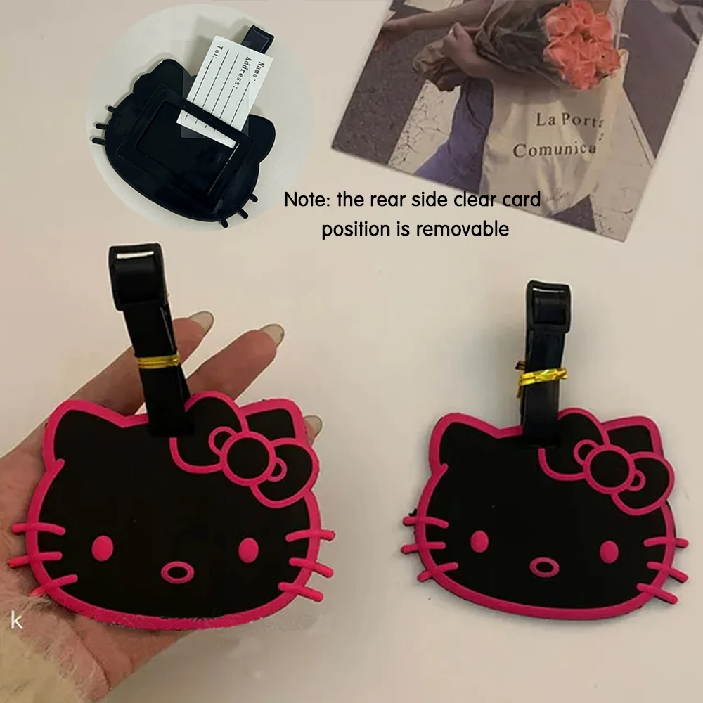 Kawaii Hello Kitty Luggage Label Anime Sanrio Kuromi Melody Luggage Tag Suitcase ID Address Holder Baggage Boarding Portable image 6