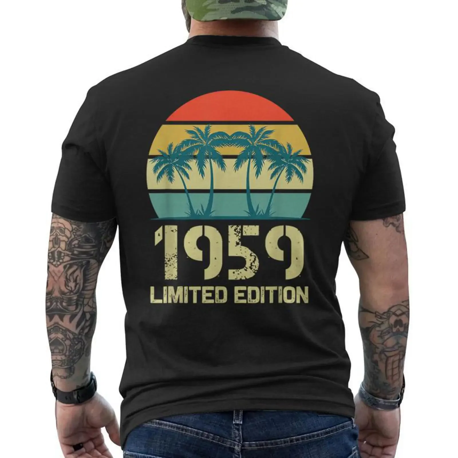 Chemises D'anniversaireintage 1959 Pour Hommes T shirt imprimé au dos Cadeauxyz vintage Washed Casual Stylish homme