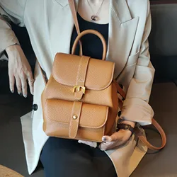 Leather Backpack Women's Bags New Trend Soft Leather Top Layer Leather Casual All-match Pure Leather Bag Small Backpack