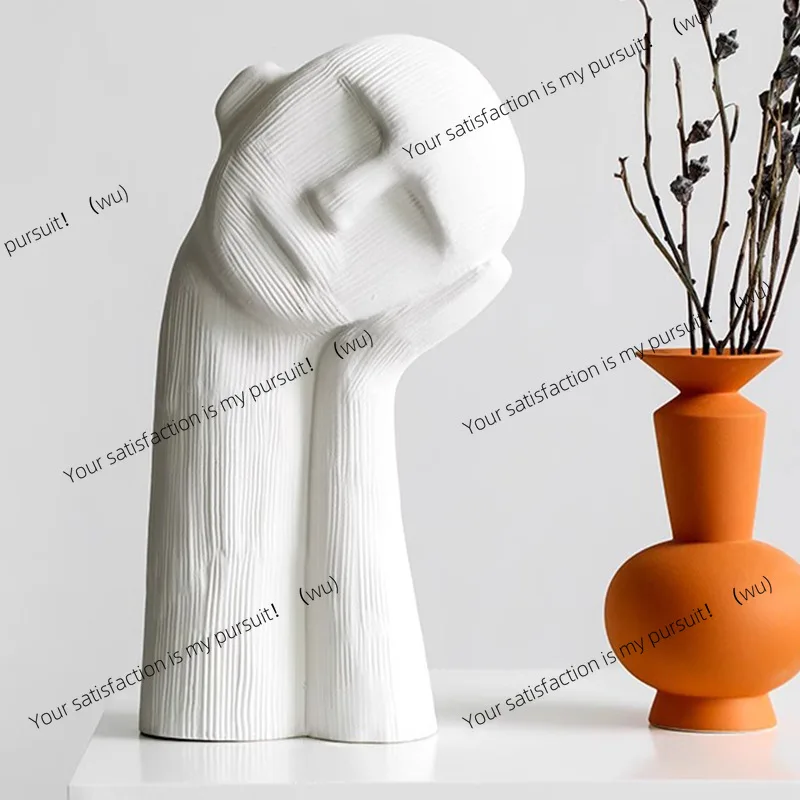 Contemplative boy resin ornament modern simple home living room model room entrance desktop character decoration soft decoration