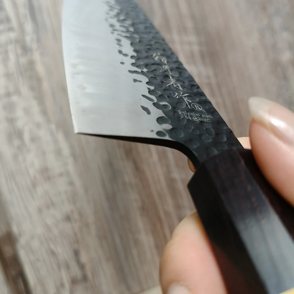 8.3 Inch Gyuto Knife 3-Layer Clad Steel VG10 Blade Chef Cleaver Slicing Sushi Handmade Forged Western Kitchen Knife Ebony Handle