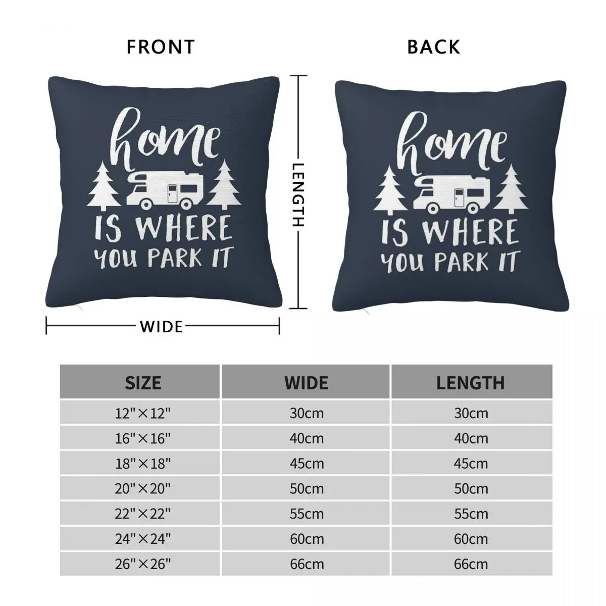 Home Is Where You Park It Square Pillowcase Polyester Linen Velvet Printed Zip Decor Home Cushion Cover