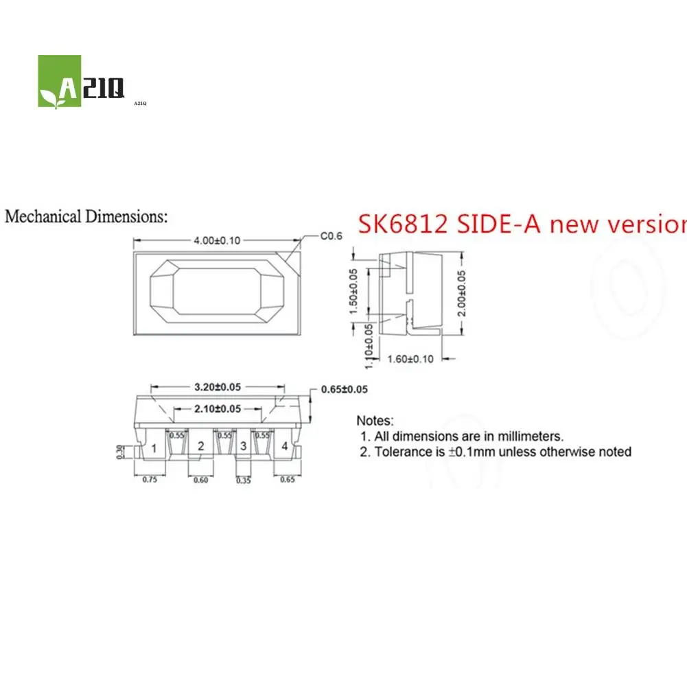 

A21Q -100Pcs SK6812 SIDE-A SK6812 IC In LED Chip Side Lighting SMD 4020 RGB For Strip Display Screen Individually Addressable