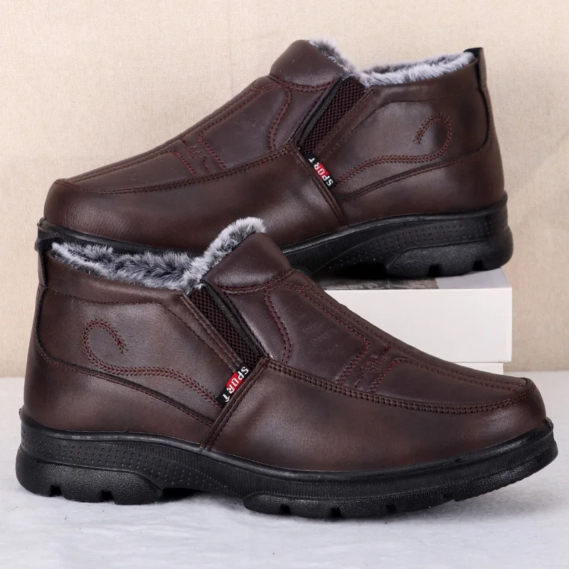 Herren Dicke Plüsch-Antirutsch-Warme Schneestiefel, Leicht An- und Auszuziehen, Formelle Winterschuhe für Herren – Detail 6