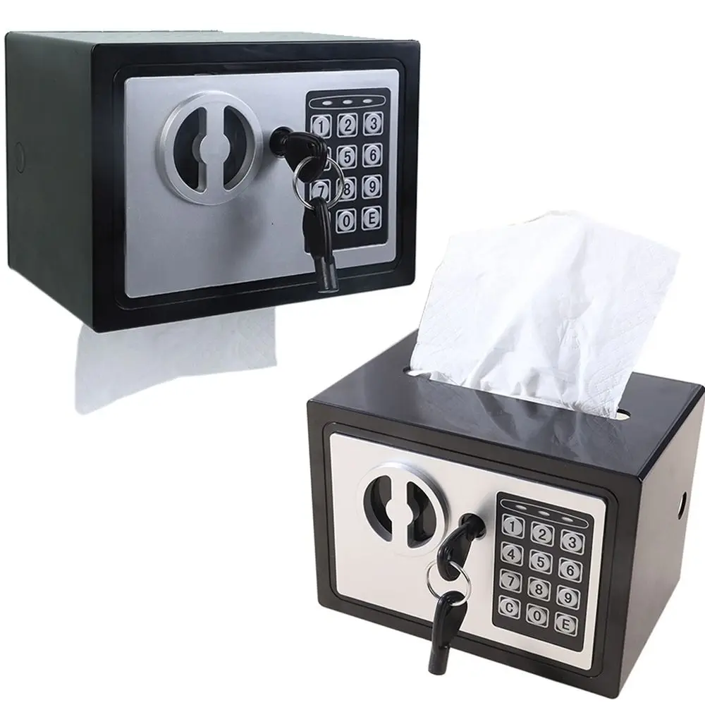 Safe Box Shape Creative Tissue Box Wall Mounted Waterproof Hanging Paper Dispenser Multi-purpose Space Saving