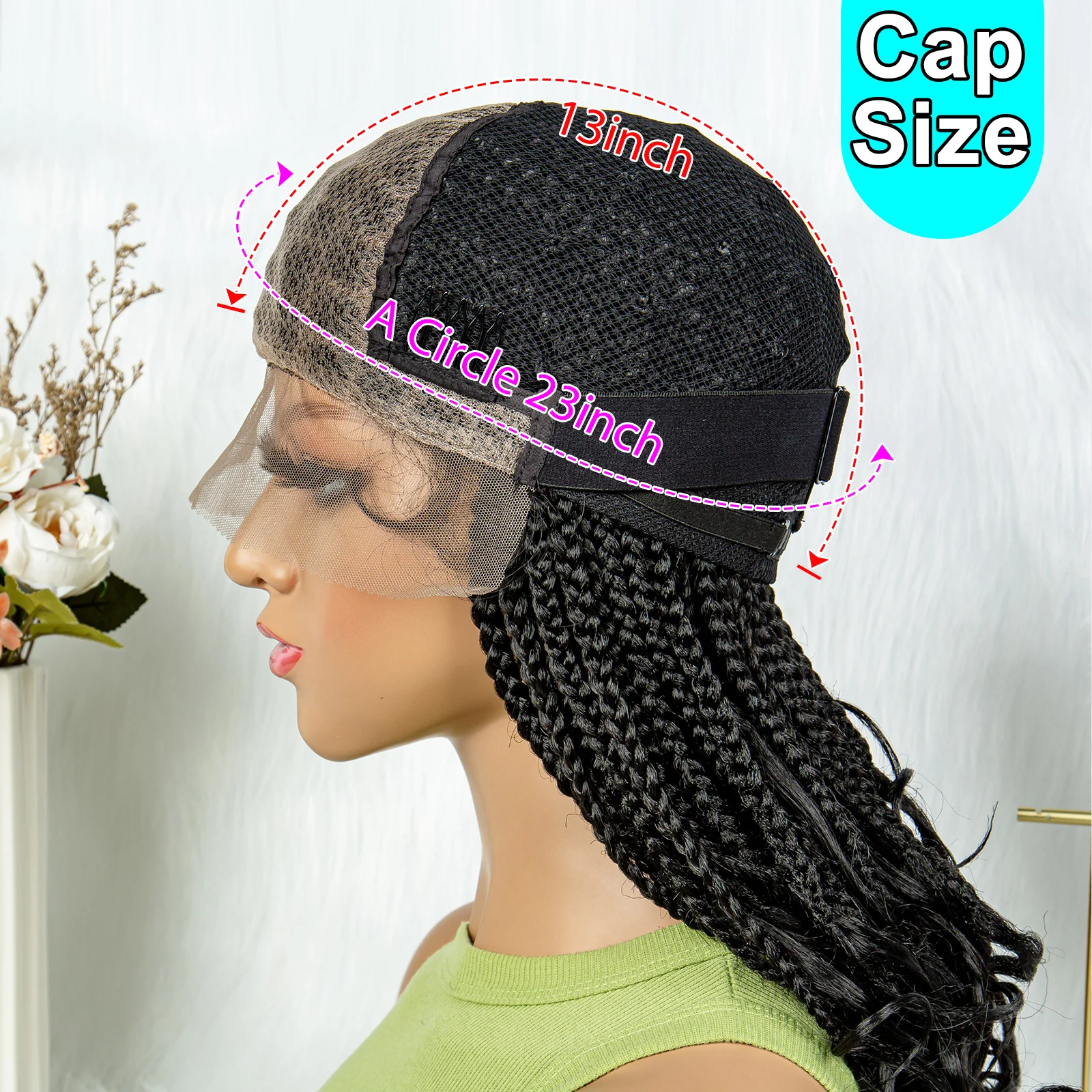 Synthetic Lace Front Wig Braided Wigs Square Knotless Box Braids Wigs for Black Women Synthetic Wig