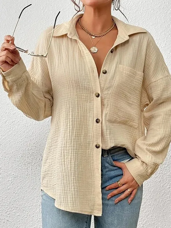 100% garza di cotone mussola camicie da donna casual colletto rovesciato manica lunga top ufficio signora camicette eleganti per le donne Blusas BQ92