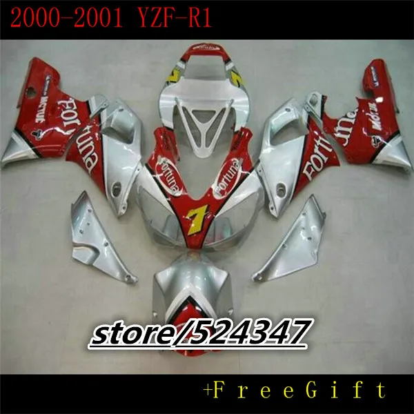 Hey-Dark red 00-01 YZFR1 00 01 YZF1000  YZF R1 YZF 1000 Fortuna Silver YZF-R1 R1 2000 2001 Fairings for Yamaha