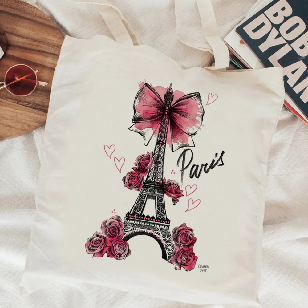 Paris shopping bag reusable cotton shopper jute bag bag sac cabas woven grab