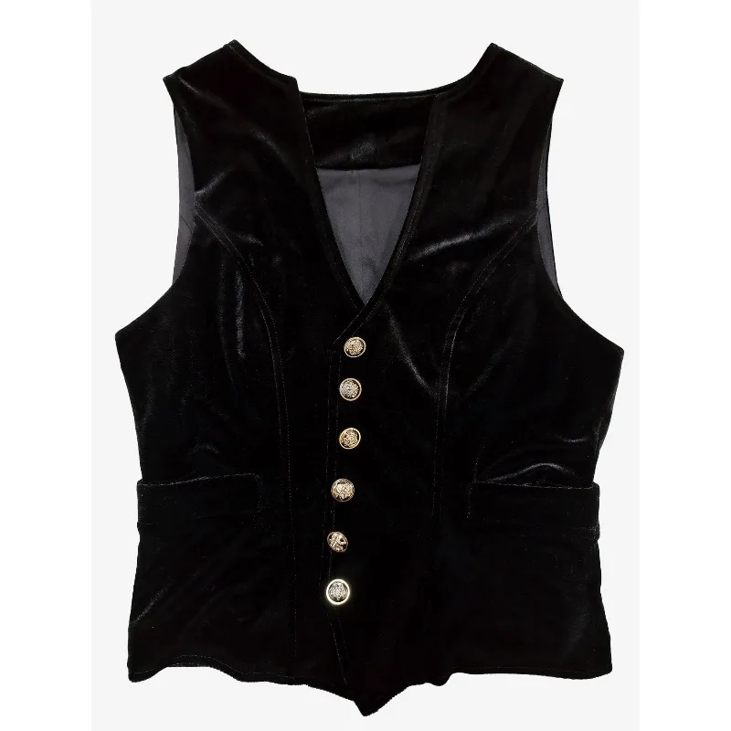 

Autumn Women's Elegant Basic Versatile Velvet Vest Exquisite Simple Personality Retro Versatile Casual High Value High Quality