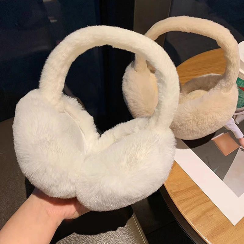 أغطية للأذنين بيضاء عالمية للنساء للشتاء من القطيفة الناعمة العصرية للاستخدام الخارجي ومضادة للخالية #6